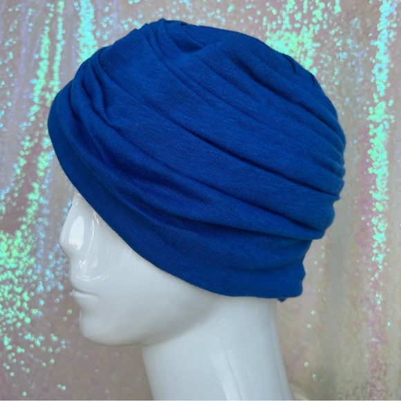 60s/70s Blue Layered Fold Turban - Picture 12 of 13